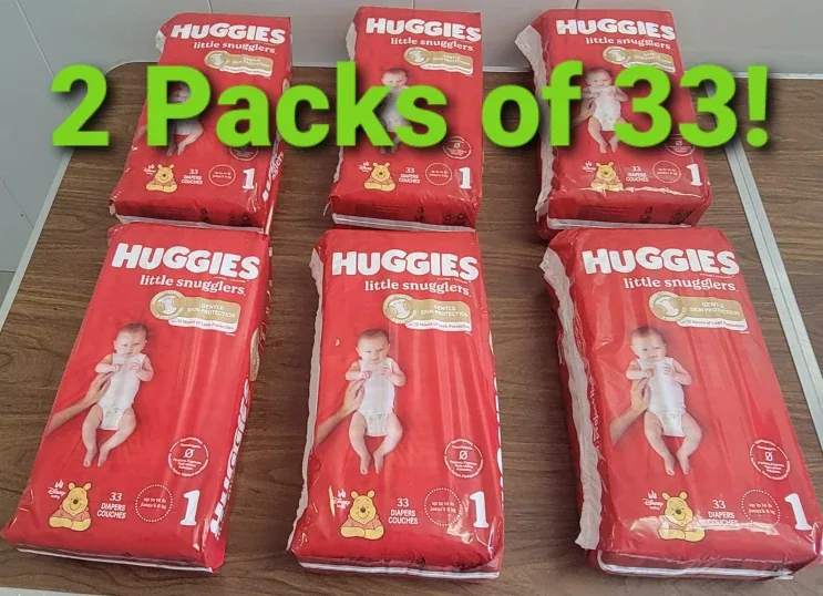 🥕 Huggies Little Snugglers Size 1 Diapers, 2 packs of 33 thumbnail