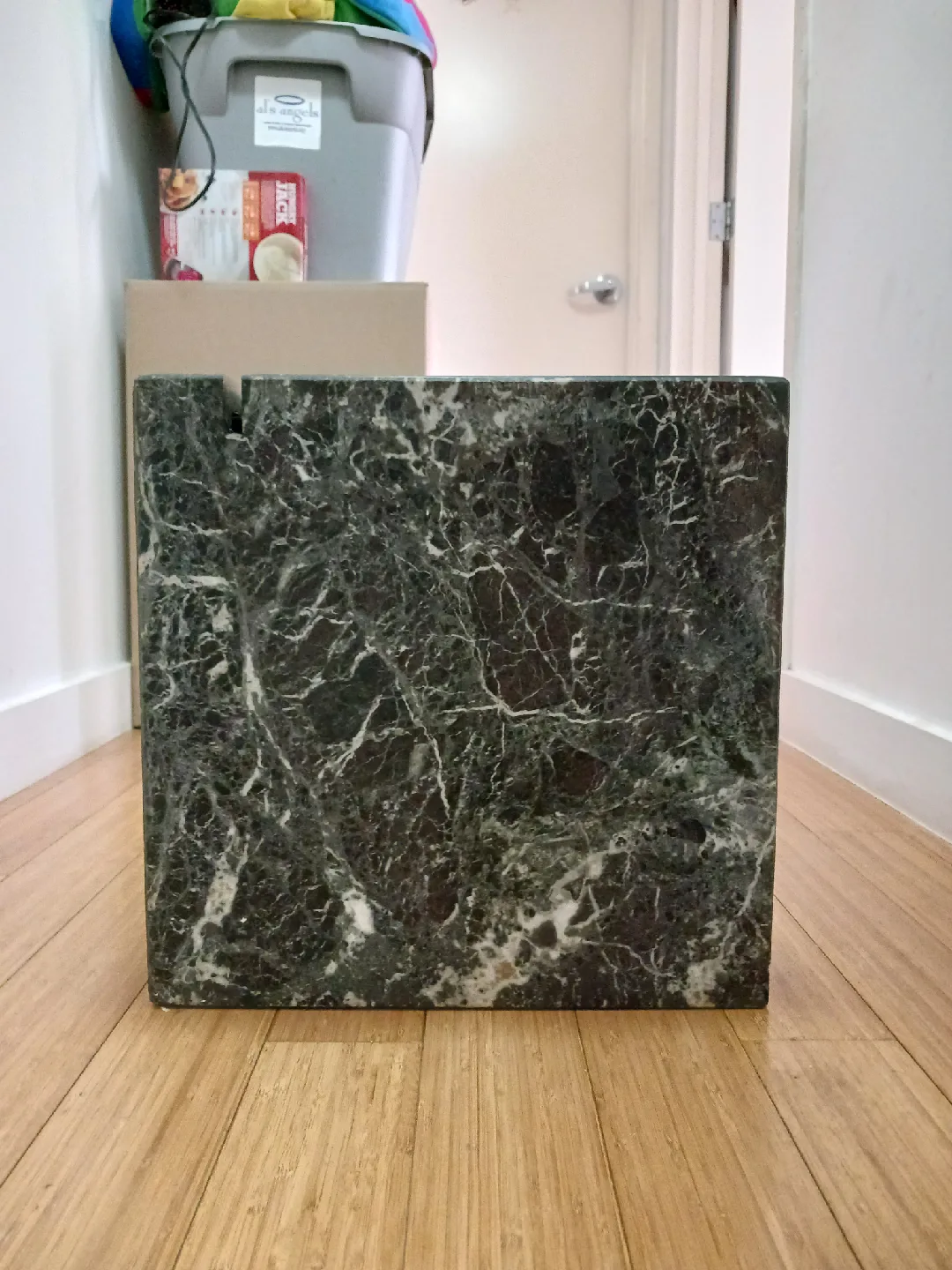 Rare Sculptural Artedi Style Black & White Veined Marble Base image indicator(10)