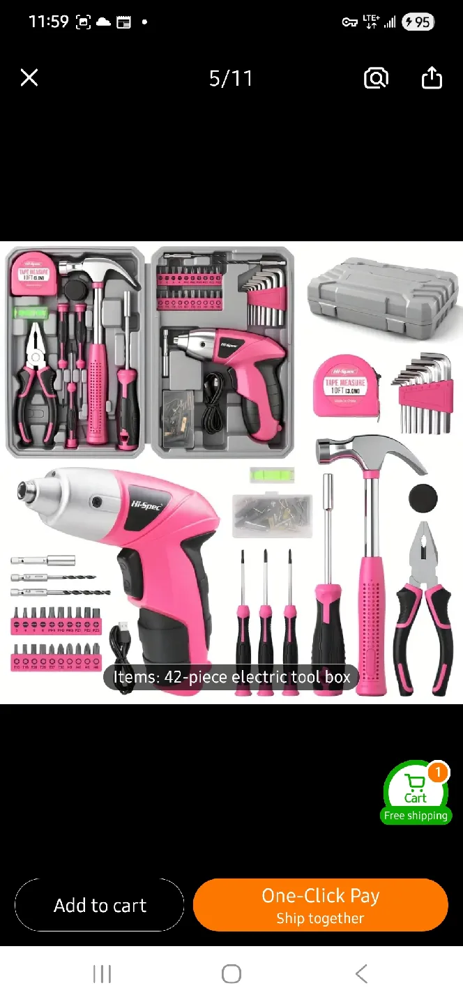 NEW 3.6V Pink Electric Screwdriver Tool Set 🪛 image indicator(3)