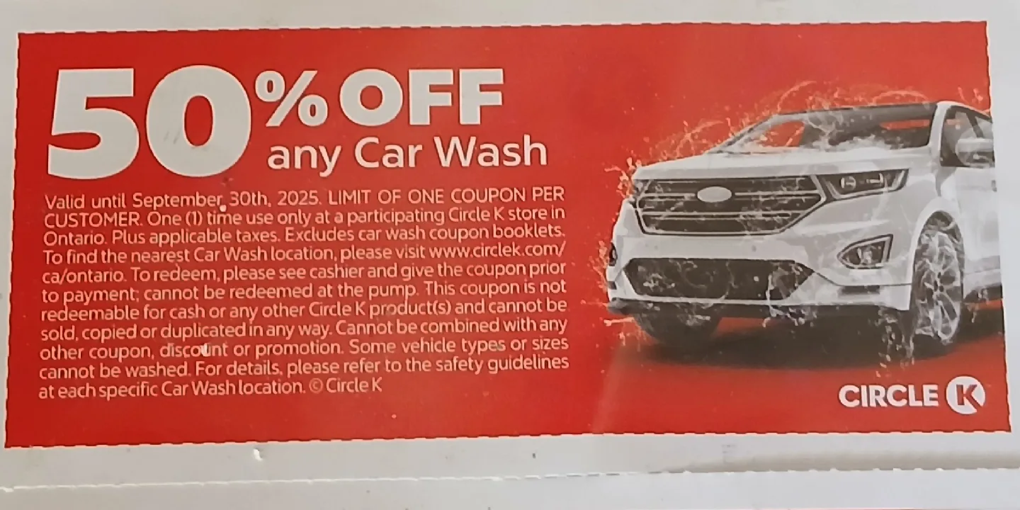 FREE Circle K 50% Off Car Wash Coupon - Last Day Today! thumbnail