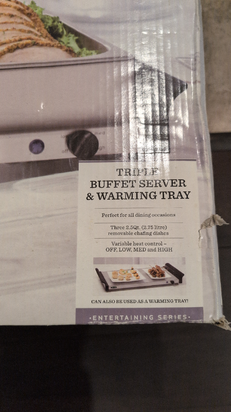Bella Triple Buffet Server & Warming Tray - New in Box!