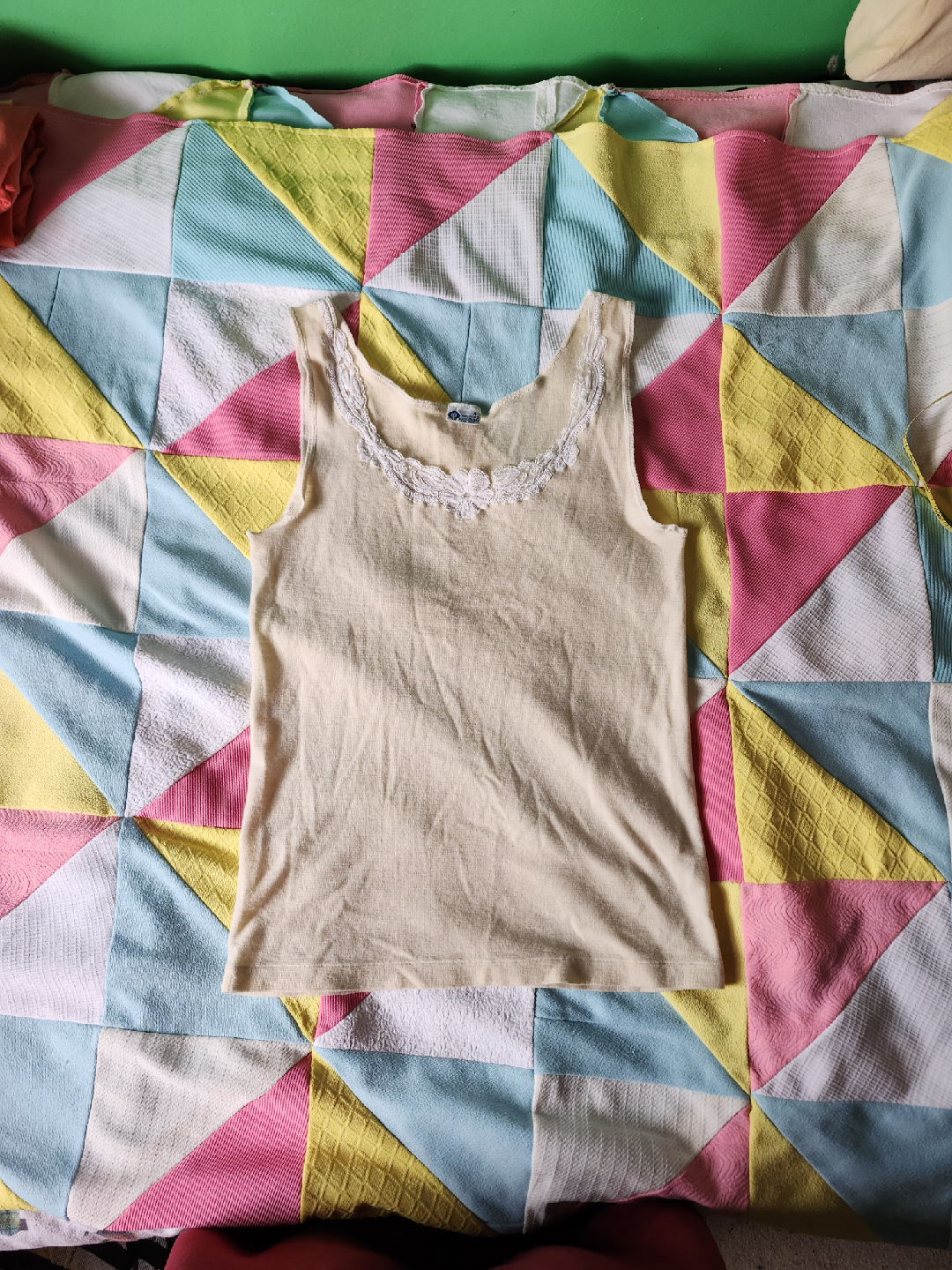 pastel yellow vintage tank top