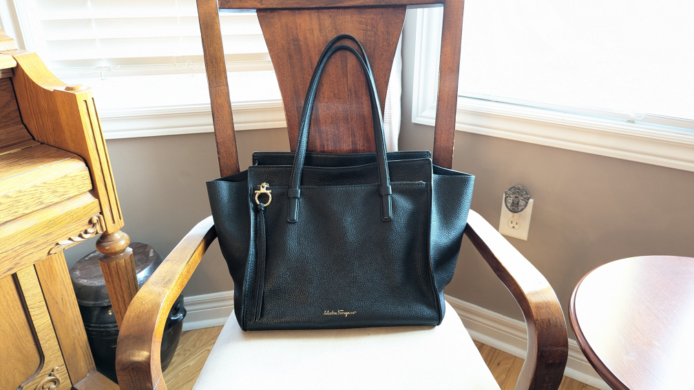 Salvatore Ferragamo Black Leather Tote Bag