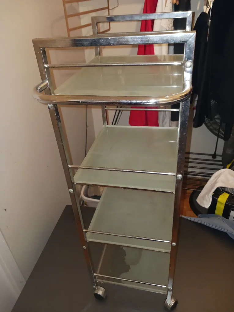 Chrome & Glass Rolling Cart thumbnail