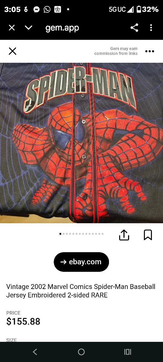 Vintage Spider-Man Baseball Jersey - Size XXL thumbnail