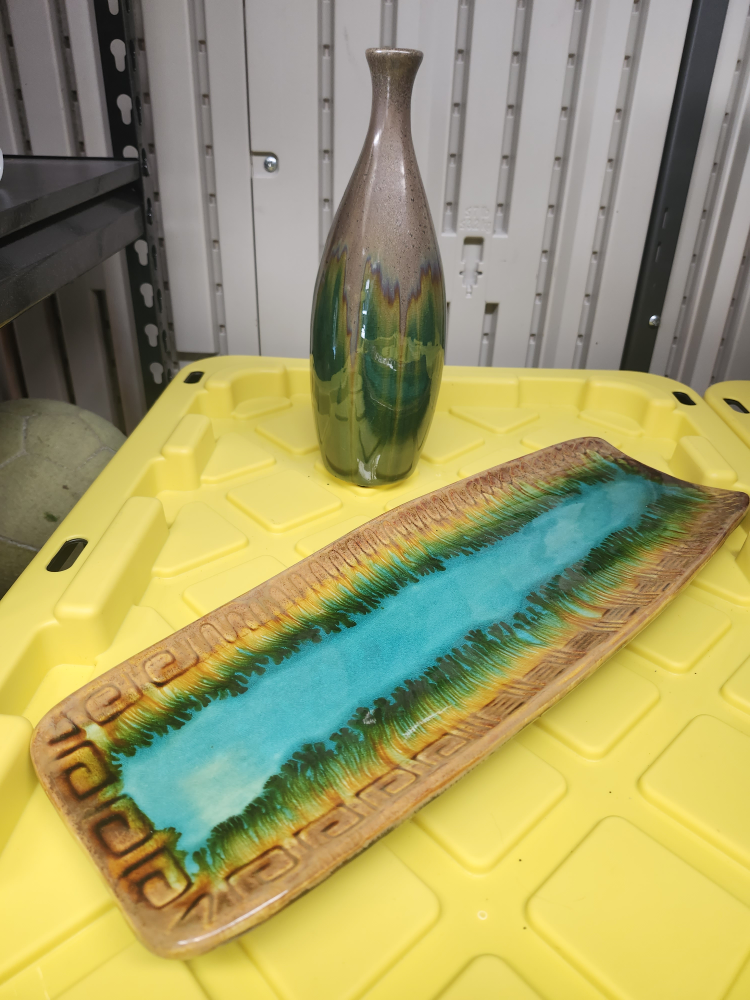 Beautiful  Ceramic Decorative Tray and Matching Vase