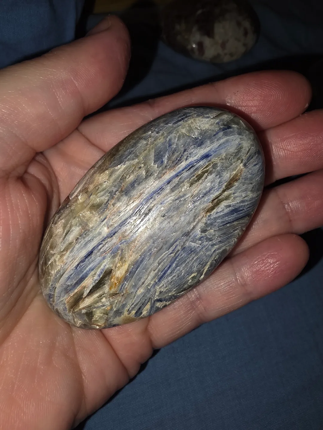 blue Kyanite palmstone $10 thumbnail