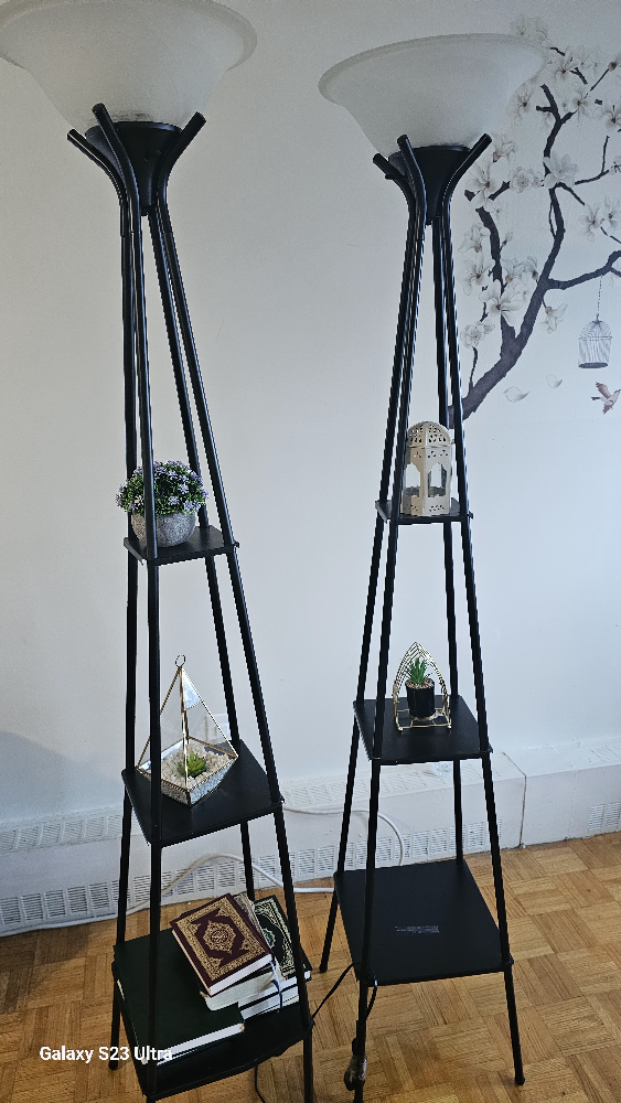 Floor Lamp with Shelves - Black Metal - photo 2