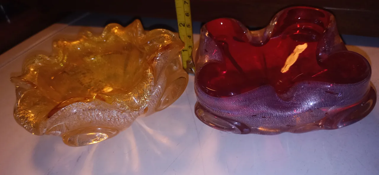 Genuine Murano Art Glass Bowls - Red & Gold image indicator(9)