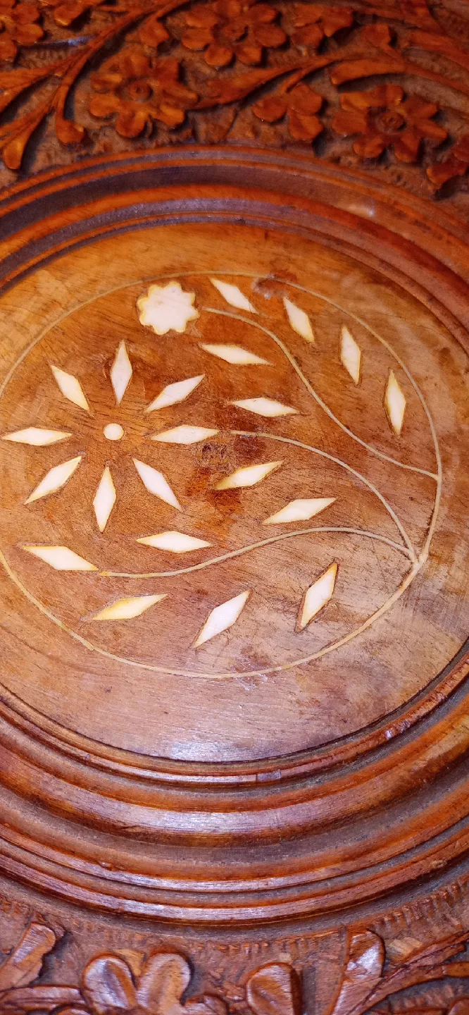 Hand Carved Indian Wooden Side Table - 11 inch image indicator(4)