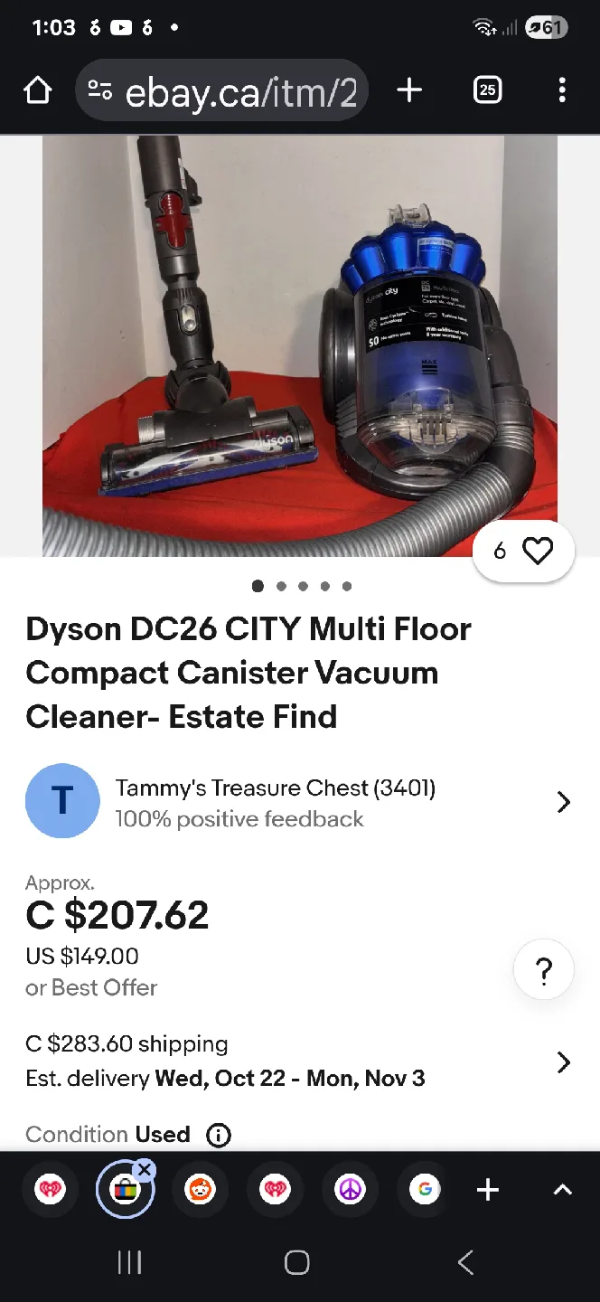 Dyson DC26 City Canister Vacuum - make an offer image indicator(6)
