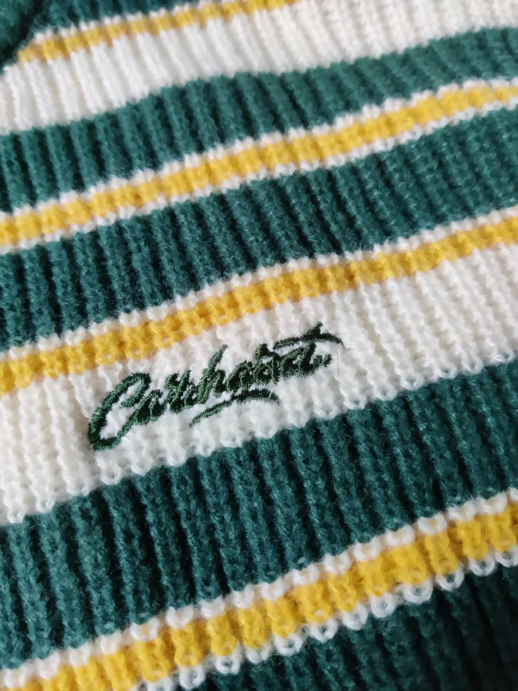 Carhact green Striped Knit Sweater image indicator(2)