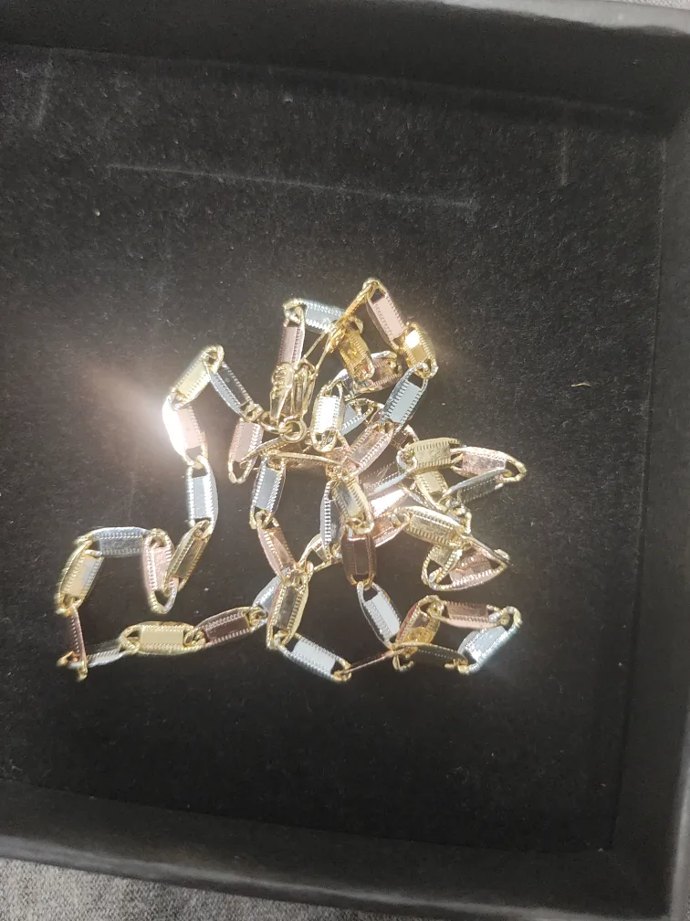 Two tone  Gold plated  Chain Necklace image indicator(10)