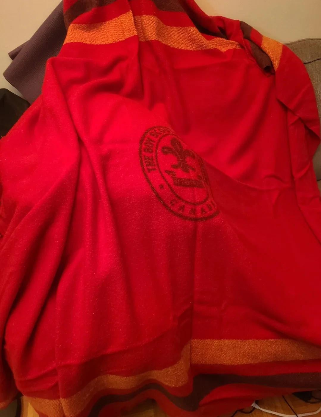 READ AD:. Vintage 100% Wool  Boy Scouts of Canada Blanket image indicator(3)