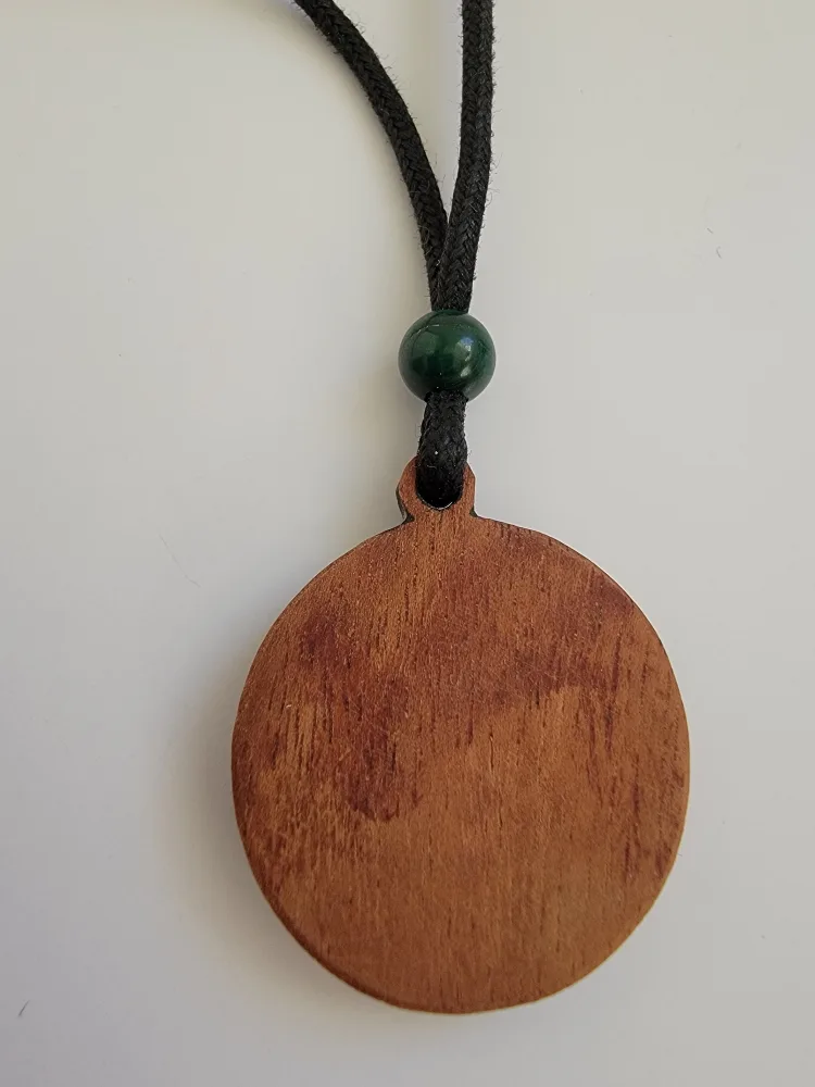 Celtic Knot Wood & Malachite Pendant Necklace image indicator(6)