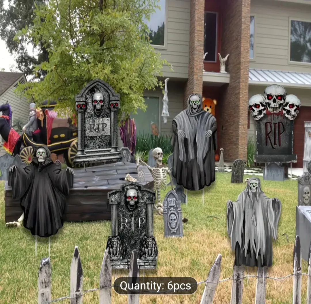 Halloween Grim Reaper & Tombstone Yard Decorations - 6 pcs thumbnail
