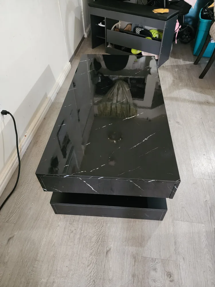 Black Marble Style Coffee Table with LED image indicator(7)