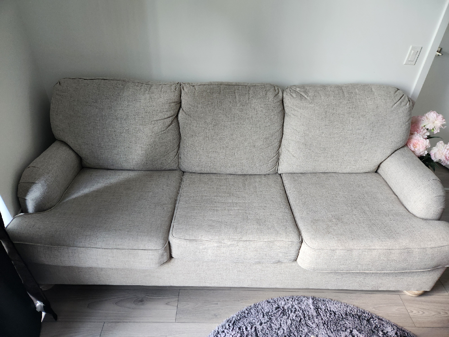 Beige Three-Seat Sofa