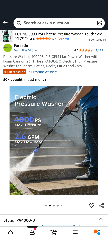 PATOOLIO 4000PSI Electric Pressure Washer - photo 2