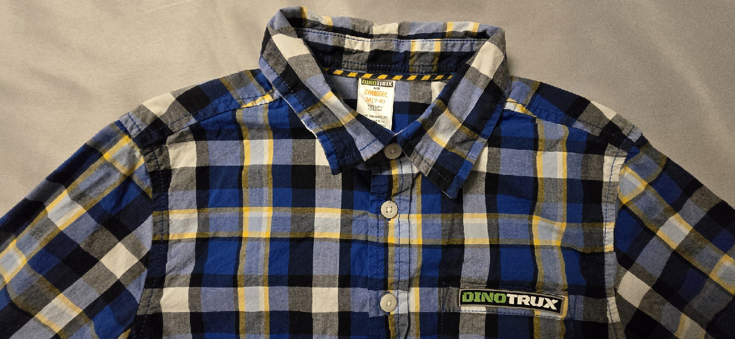 Boys Gymboree Dinotrux Plaid Button-Up Shirt! Size 7 / 8 - photo 2