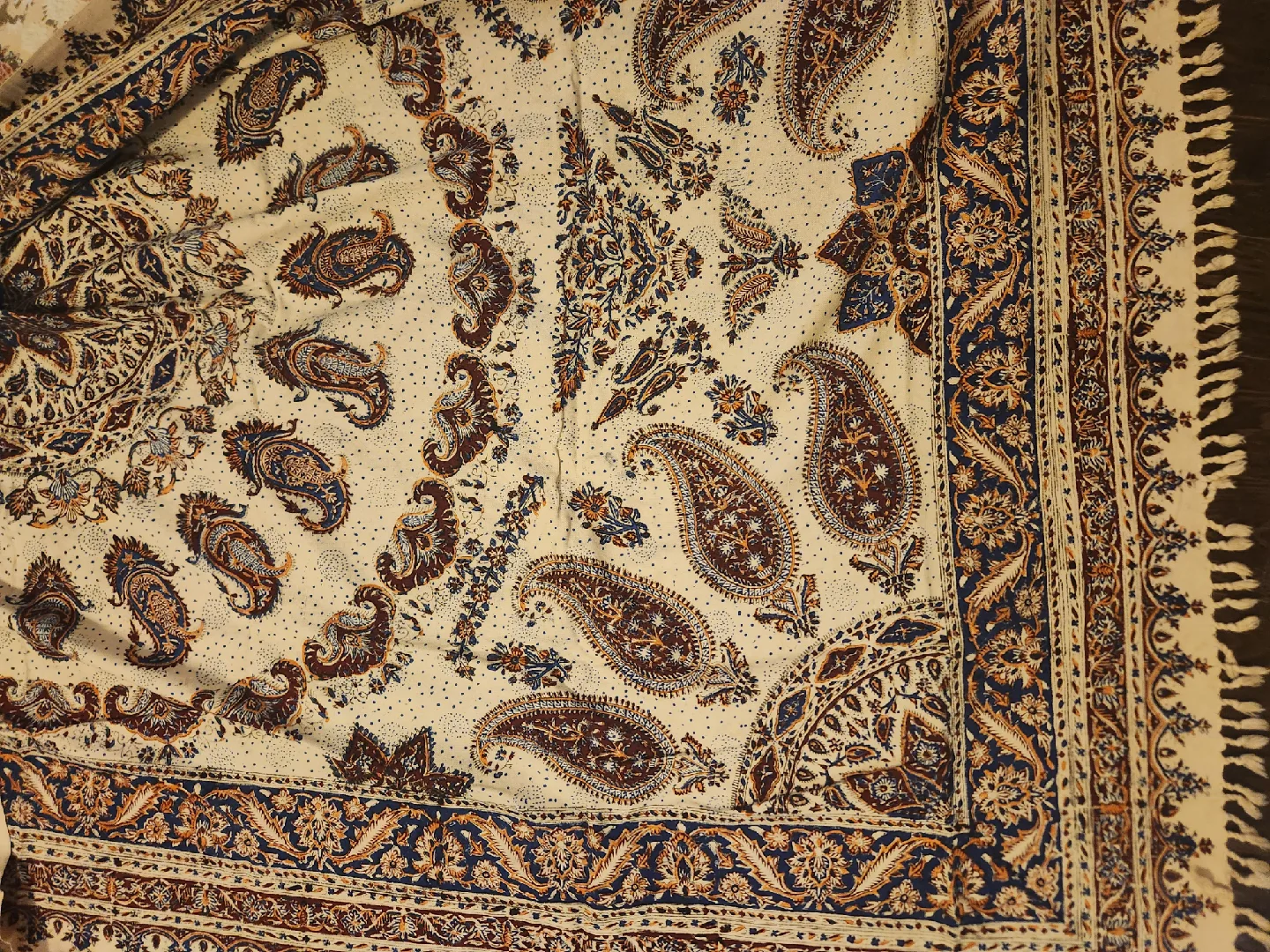 Stamped hand crafted 100% cotton tablecloth or bed cover image indicator(2)