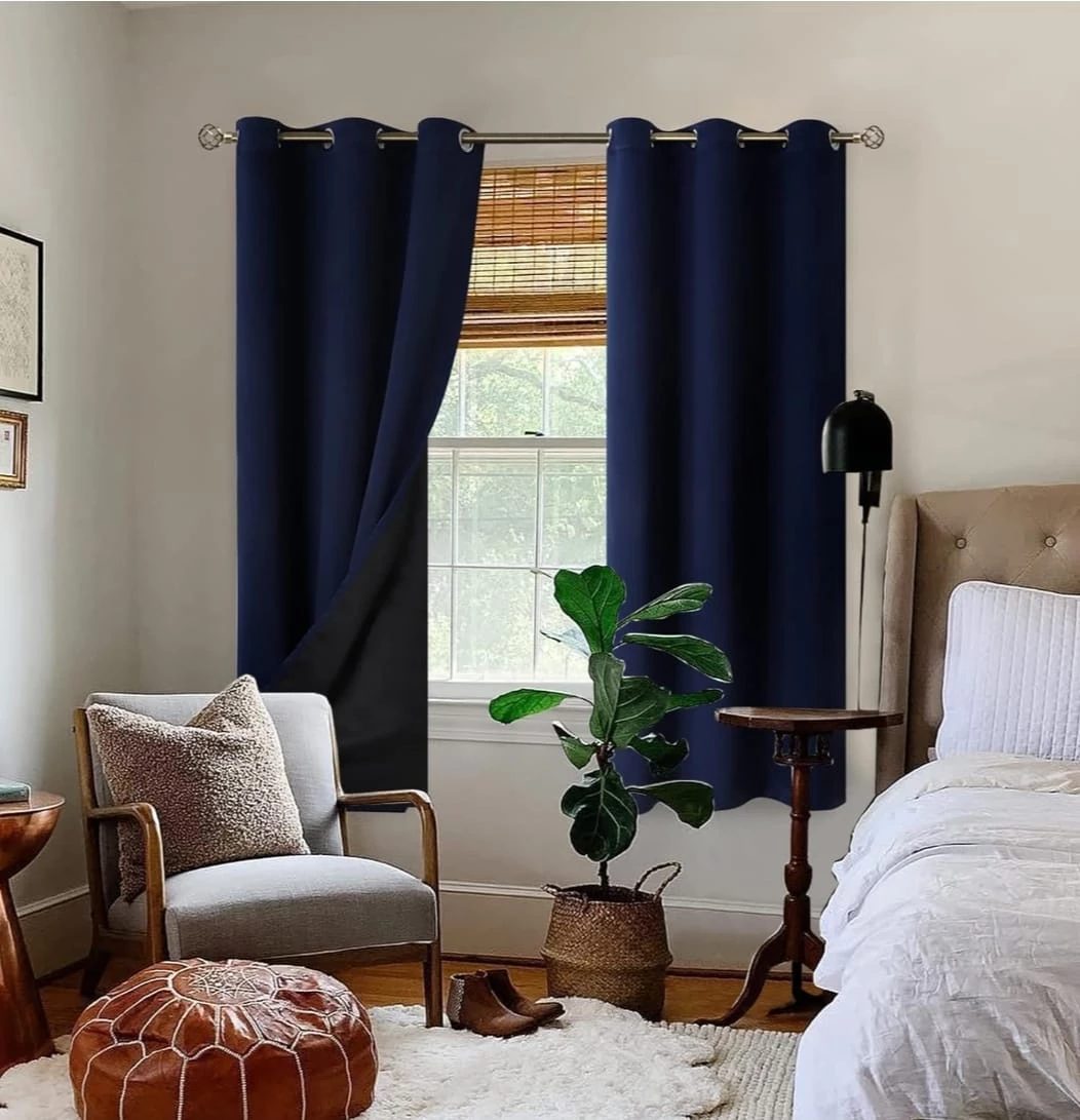 Navy Blue Thermal Insulated Blackout Curtains - photo 2