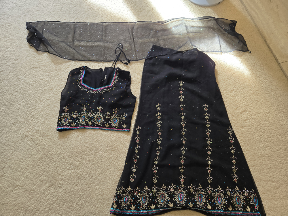 Black Indian Lehenga - Size 30 (6 to 7 year old)