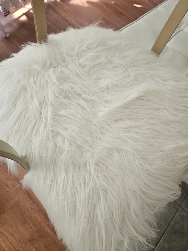 Gold Bar Stool with White Fur Seat image indicator(3)