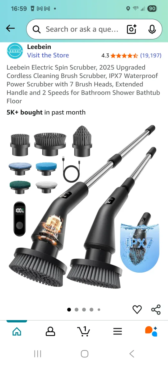 Leebein Electric Spin Scrubber - Black thumbnail