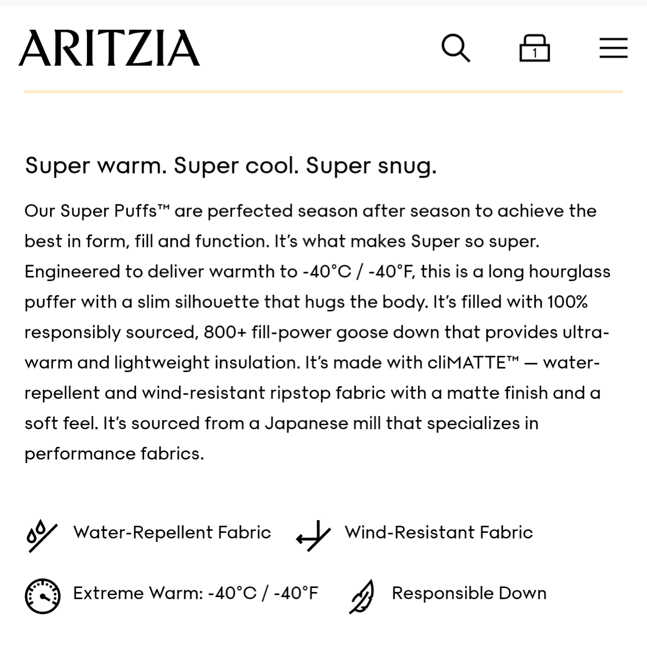 Aritzia Super Snug Puff Long Coat - Modern Taupe