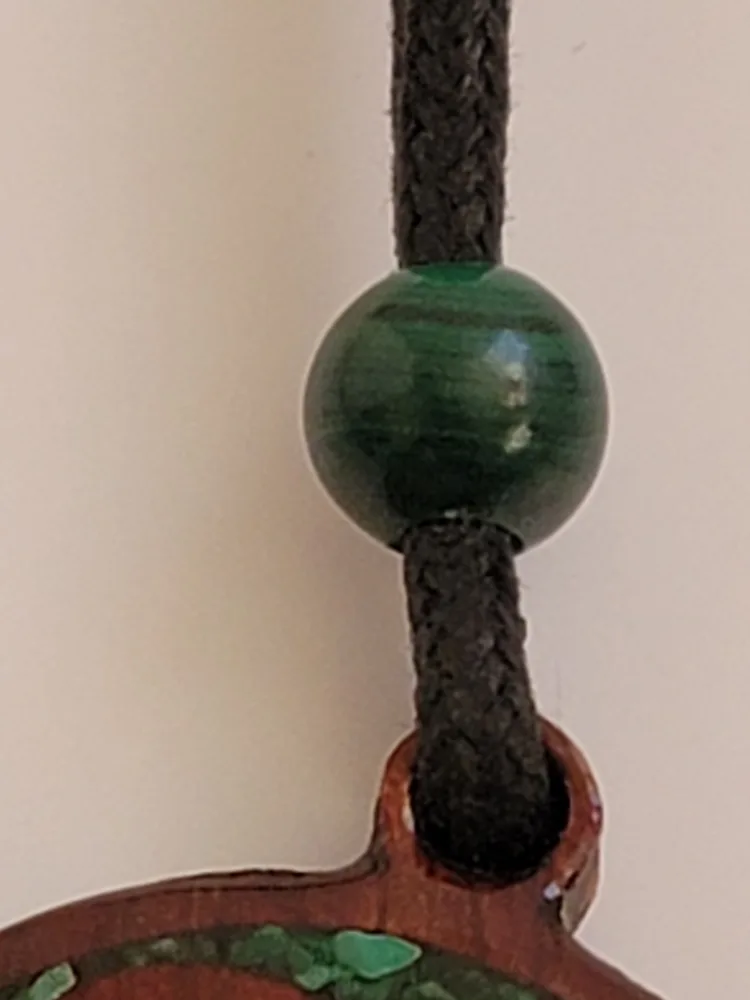 Celtic Knot Wood & Malachite Pendant Necklace image indicator(4)