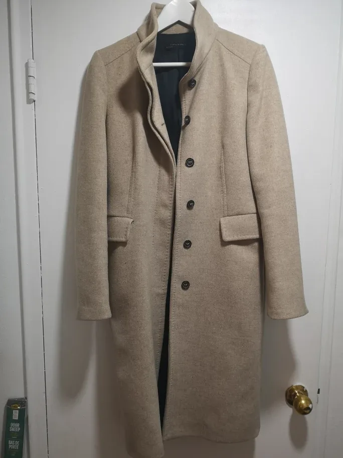 Zara Beige Wool Blend Coat image indicator(2)