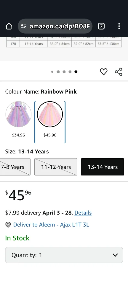 Rainbow Pink Dress - Size 13/14 years image indicator(6)