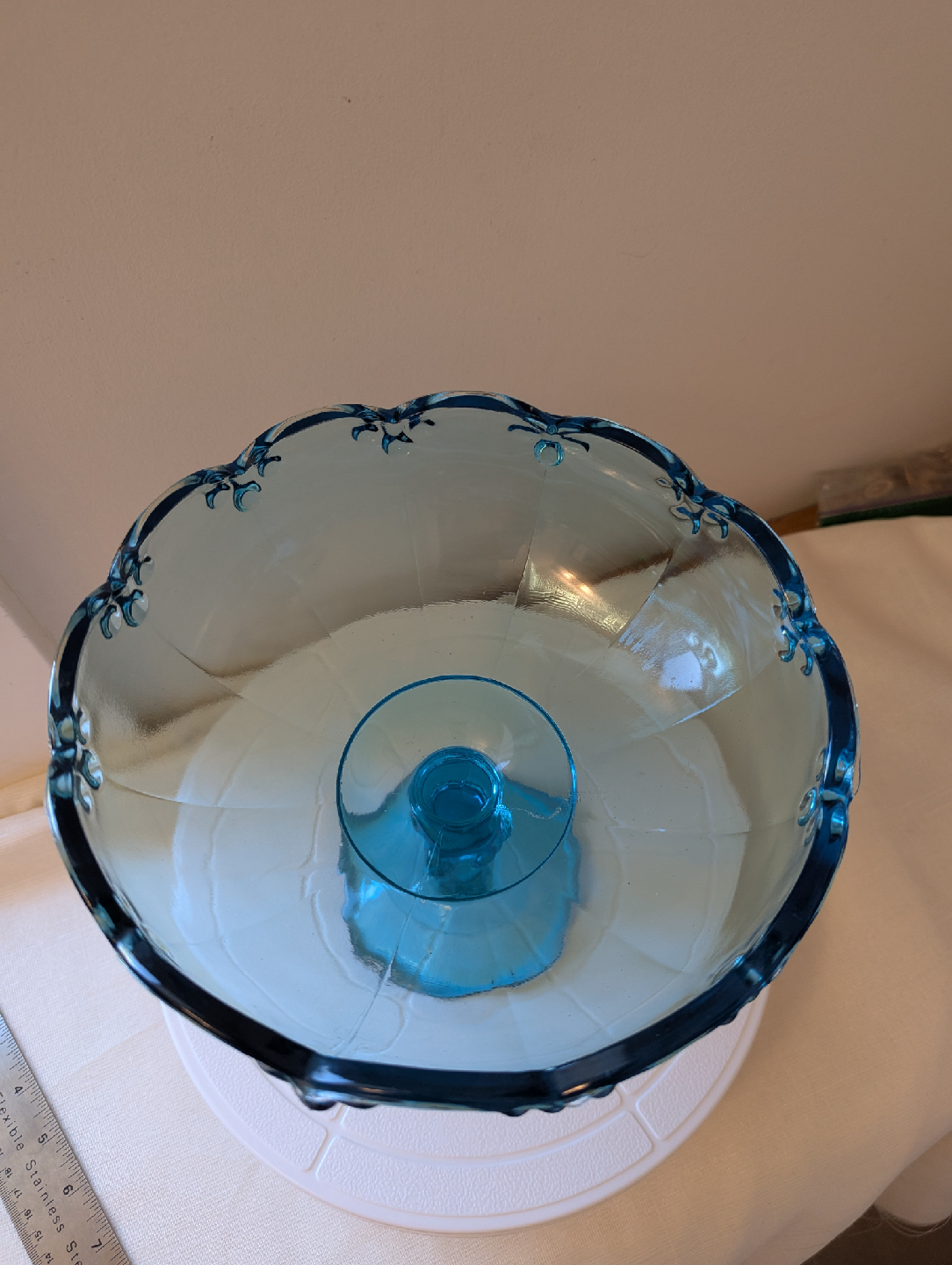 Blue Glass Pedestal Candy Compote Dish - 8" - photo 4