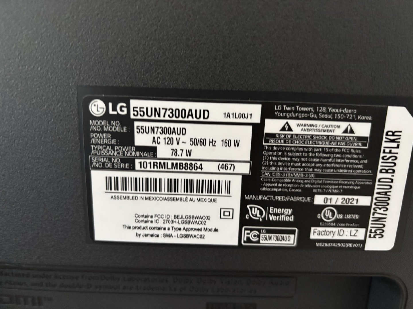 LG 55" 55UN7300AUD TV - photo 4