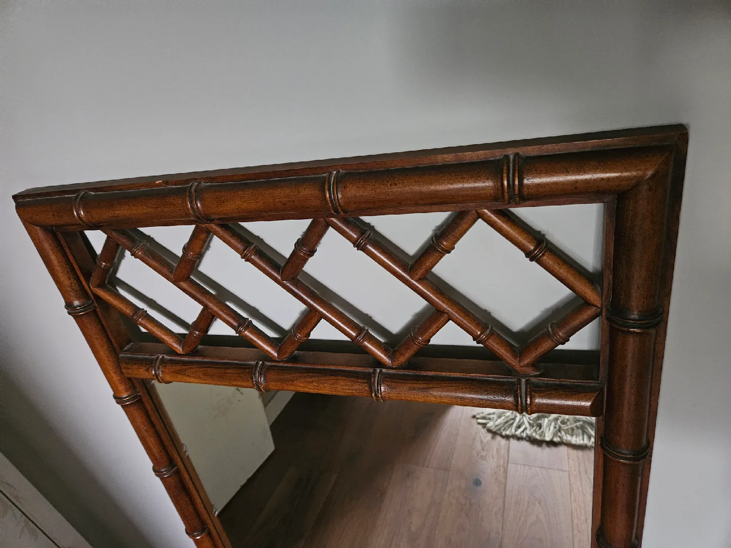 Large Vintage Mirror Solid Wood Faux Bamboo by Aloha Dixie image indicator(2)