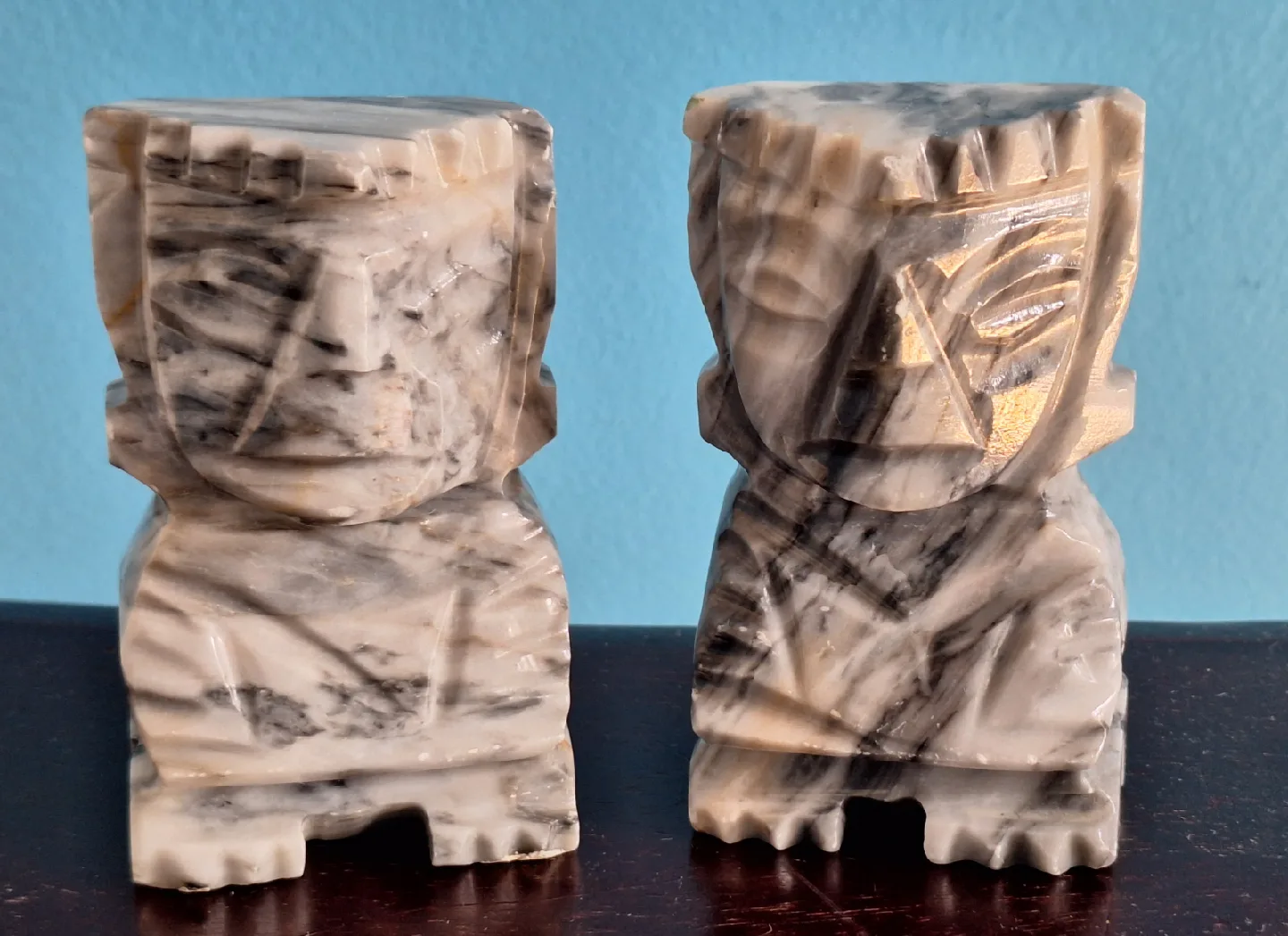 Marble Tiki Bookends Aztec Mayan Totem thumbnail