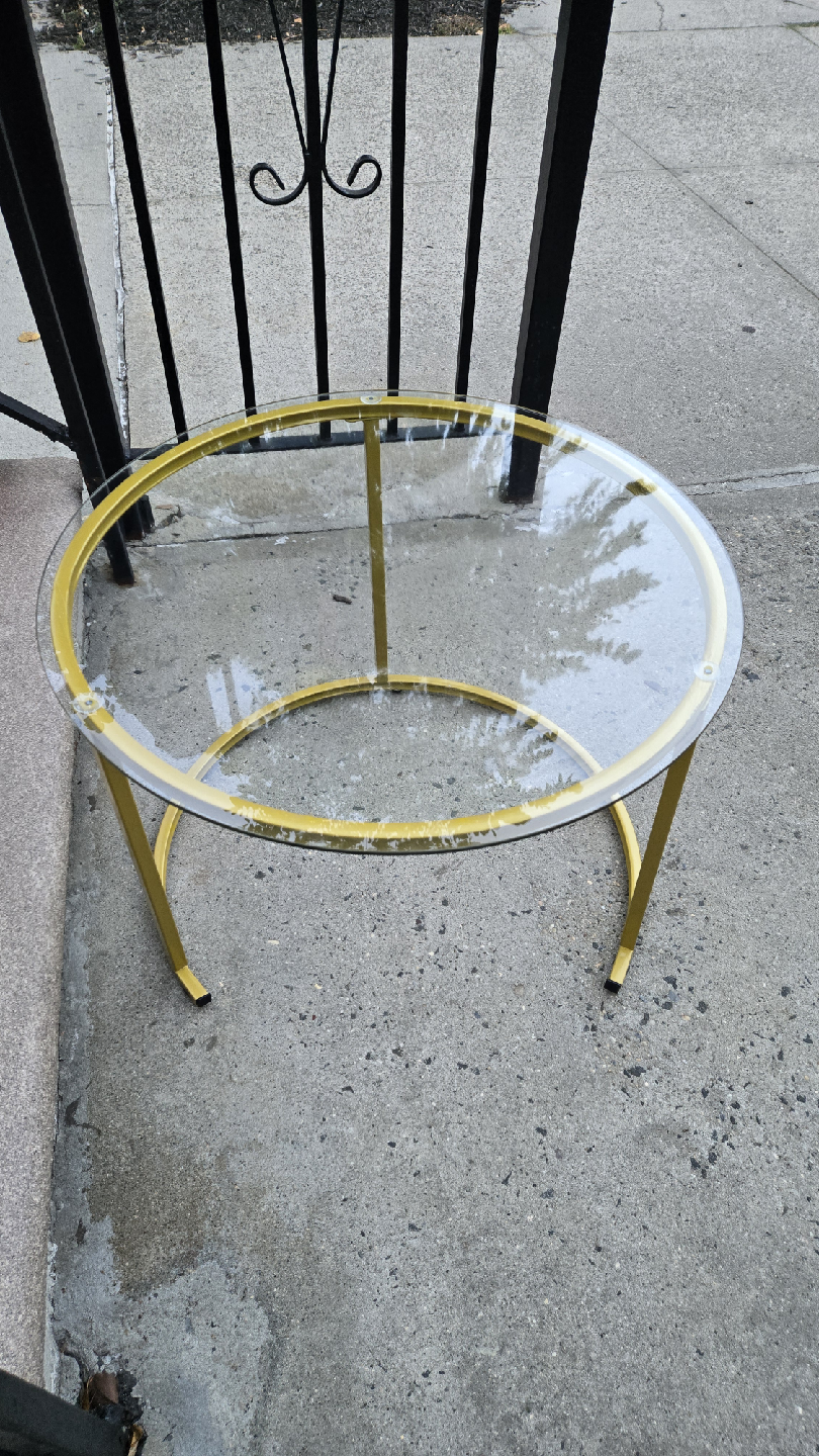 Gold & Glass Round Side Table