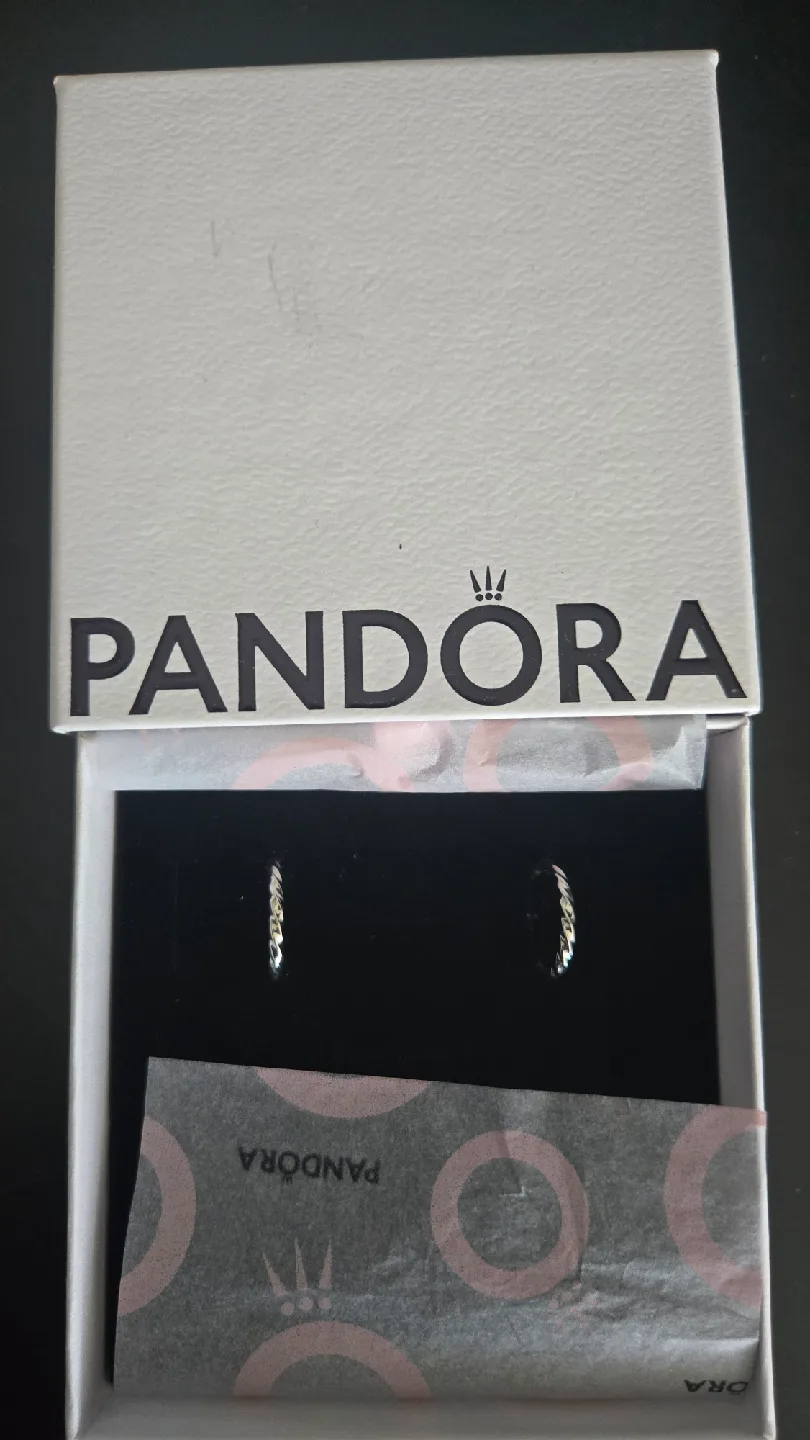 New - Pandora Chain Reaction Hoop Earrings thumbnail