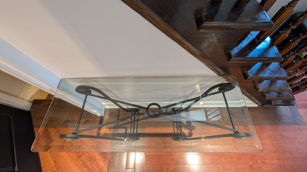 Glass Top Console Table - Black Metal Frame - photo 2
