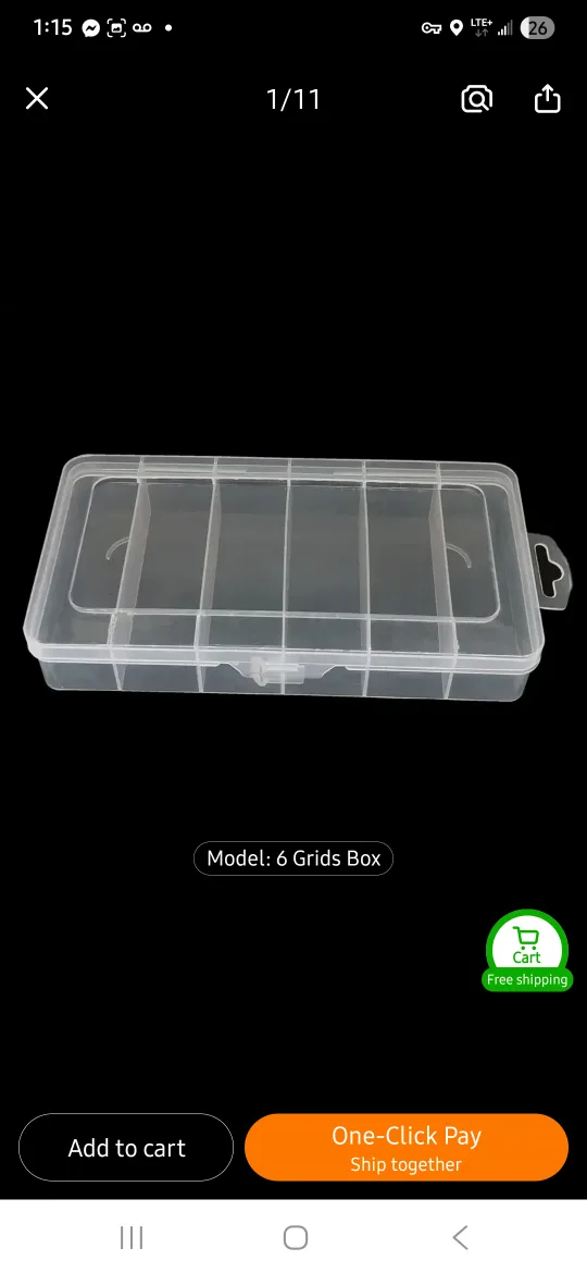 NEW 6 Grids Clear Plastic Organizer Box 📦 thumbnail