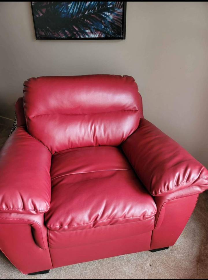 Red Faux Leather single Armchair