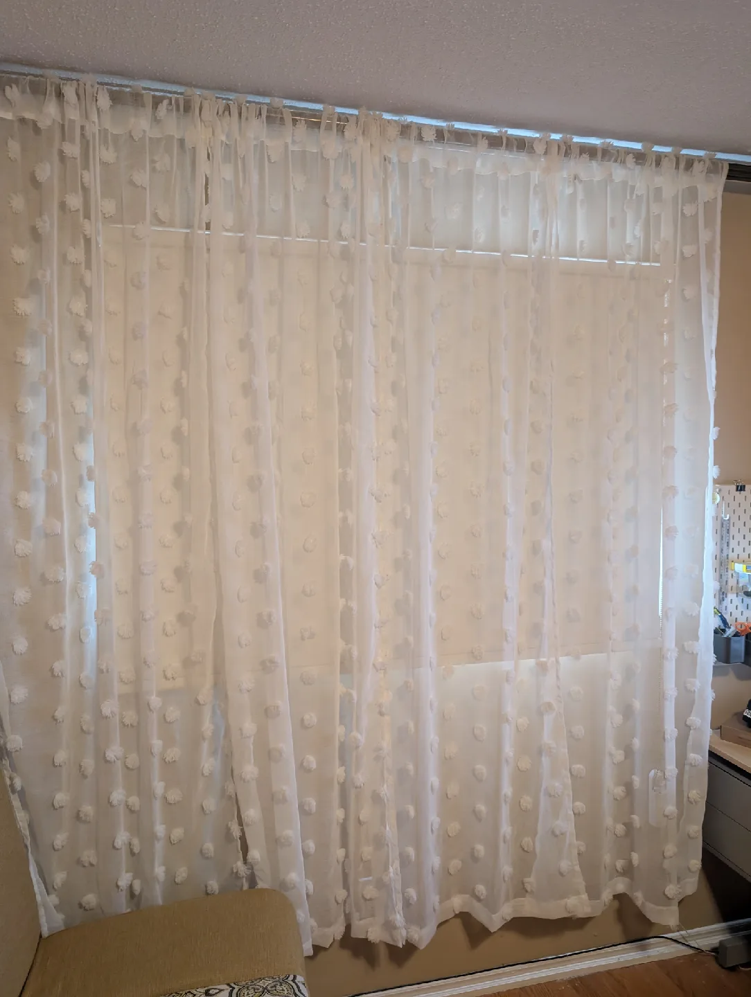 Set of White Sheer Pom Pom Curtains x4 🥕 image indicator(4)
