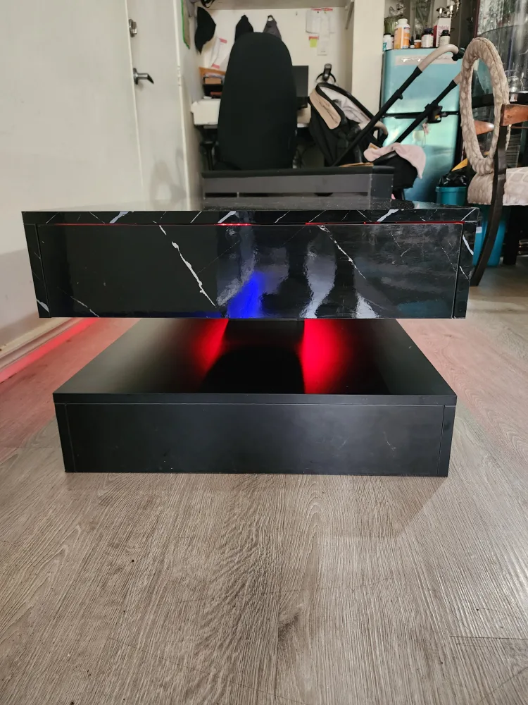 Black Marble Style Coffee Table with LED image indicator(5)