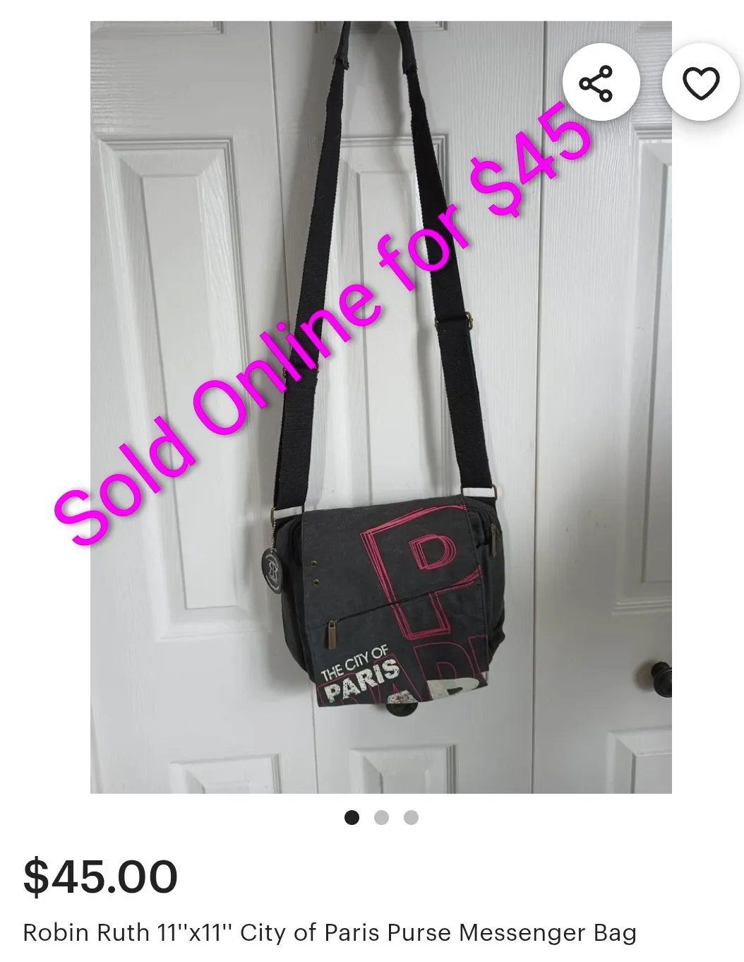 Robin Ruth City of Paris Messenger Bag New 11 x 11 image indicator(8)