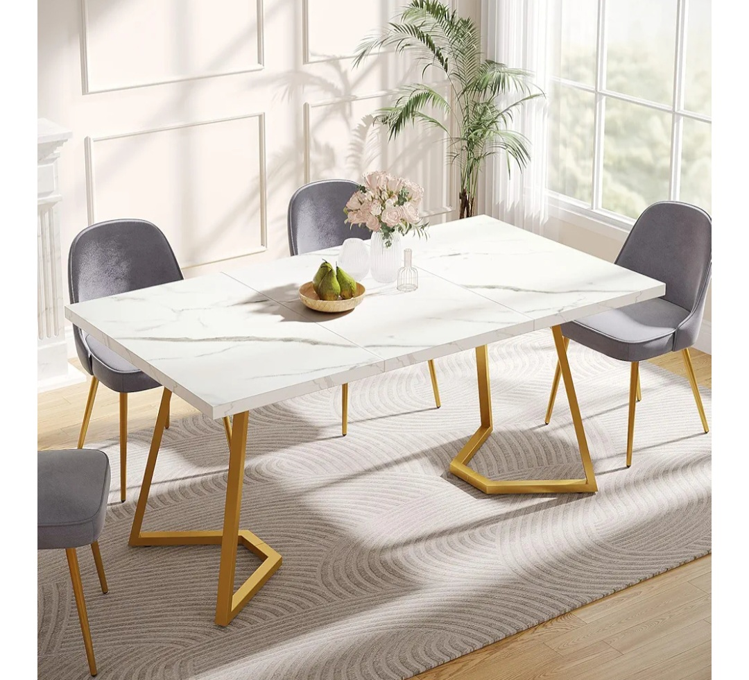 Marble Top Dining/ Table with Gold Legs