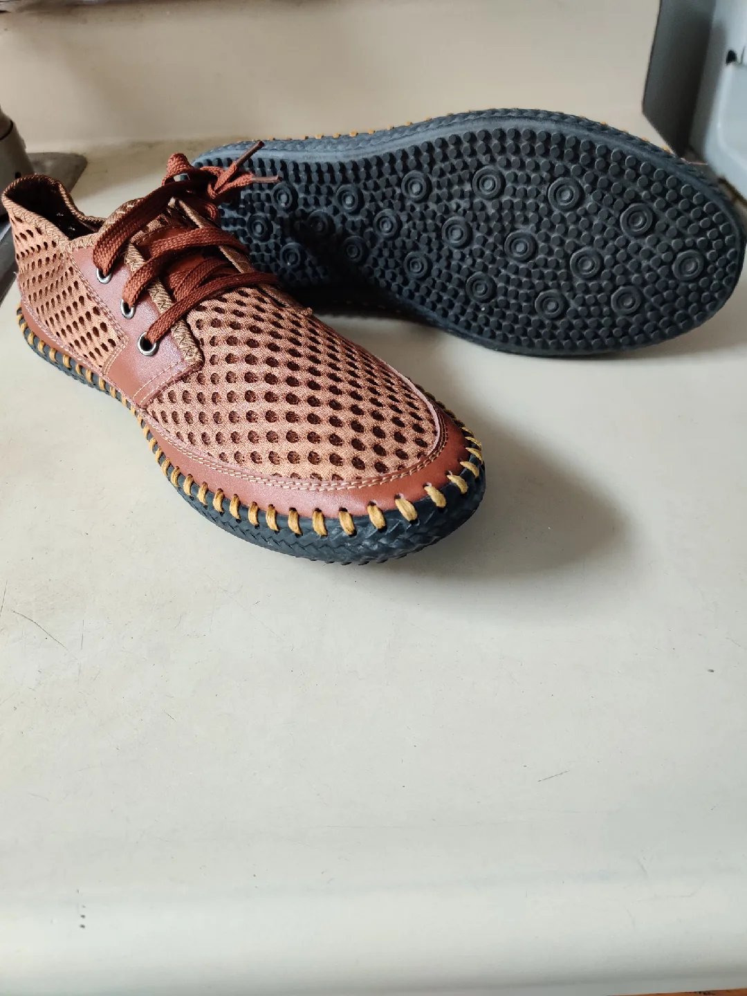 Brown Leather Mesh Casual Shoes image indicator(2)