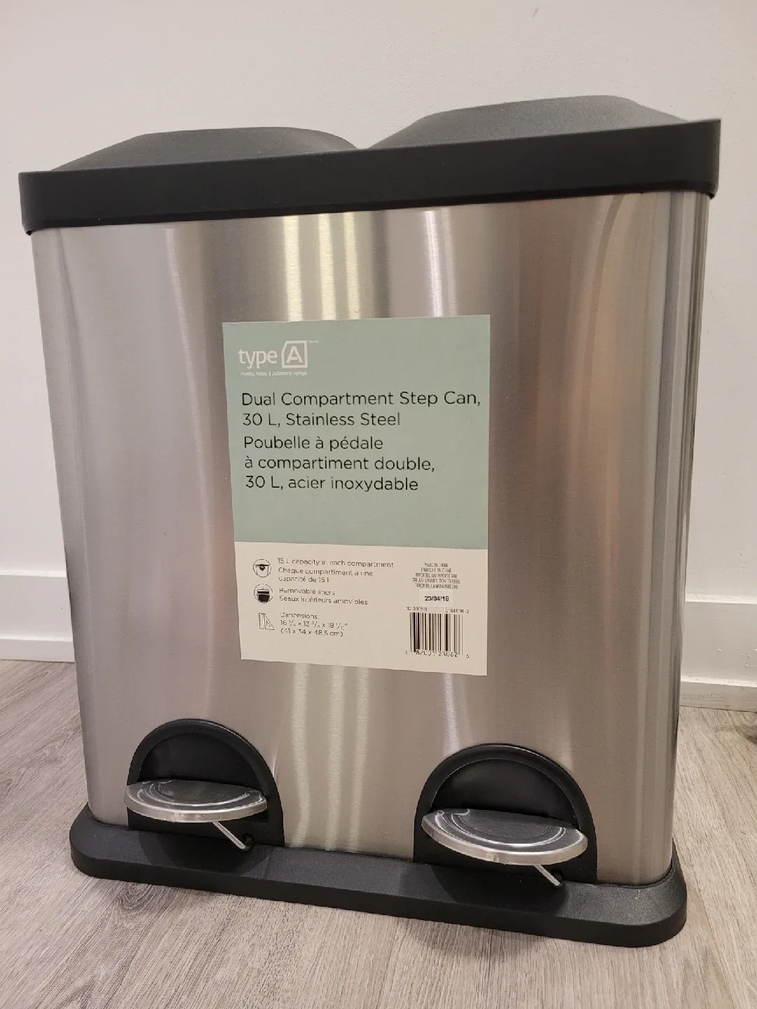 Garbage can - 30L Stainless Steel thumbnail
