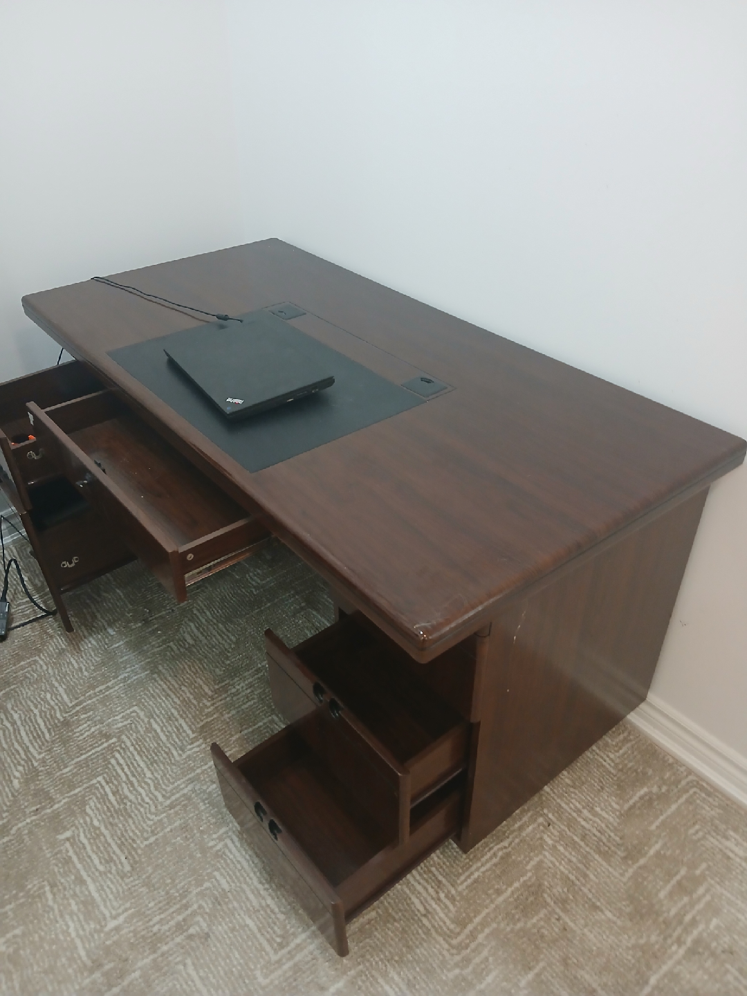 Wooden Executive Desk with Drawers - photo 2