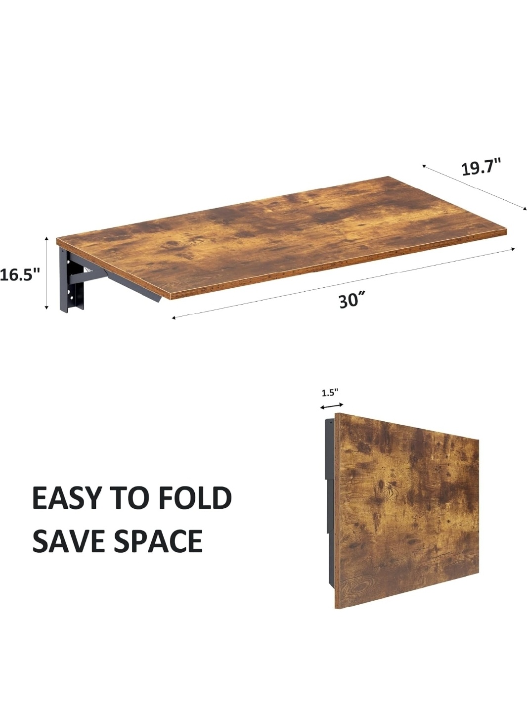 Foldable Wall Mounted Desk - 30" x 19.7" - photo 5
